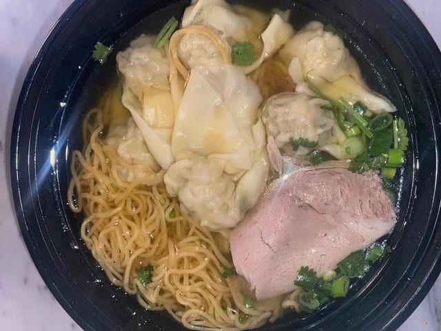 #27 Wonton with Egg Noodle Soup.
