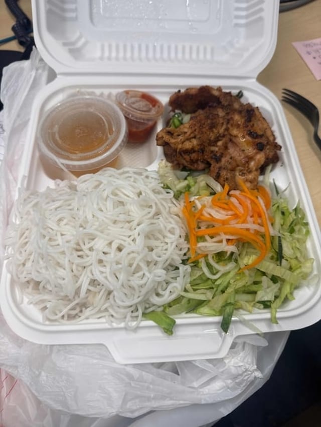 #33 BBQ Boneless Chicken Over Vermicelli.