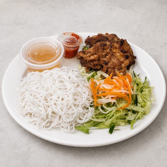 #33 BBQ Boneless Chicken Over Vermicelli.