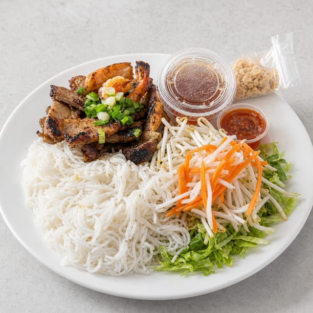 #37 Grilled Shrimp & Pork Over Vermicelli.