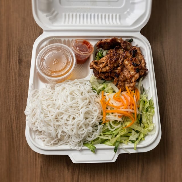 #33 BBQ Boneless Chicken Over Vermicelli.