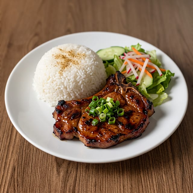 58. Grilled Pork Chop Over Rice / Cơm Suon Nướng.