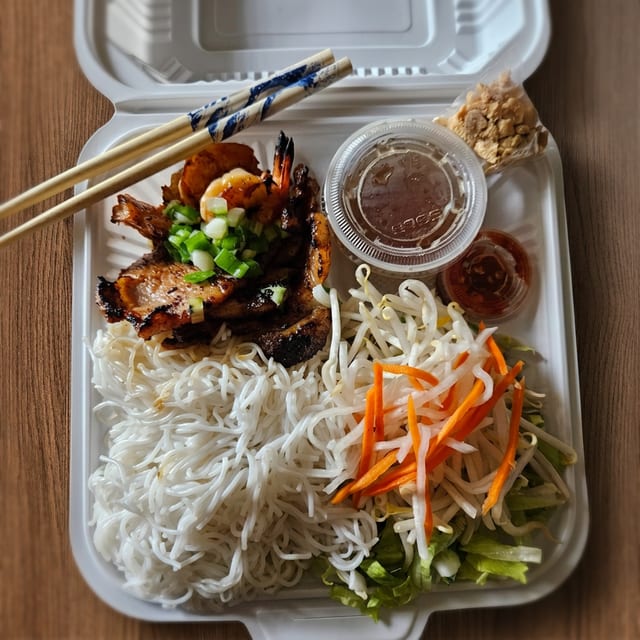 #37 Grilled Shrimp & Pork Over Vermicelli.