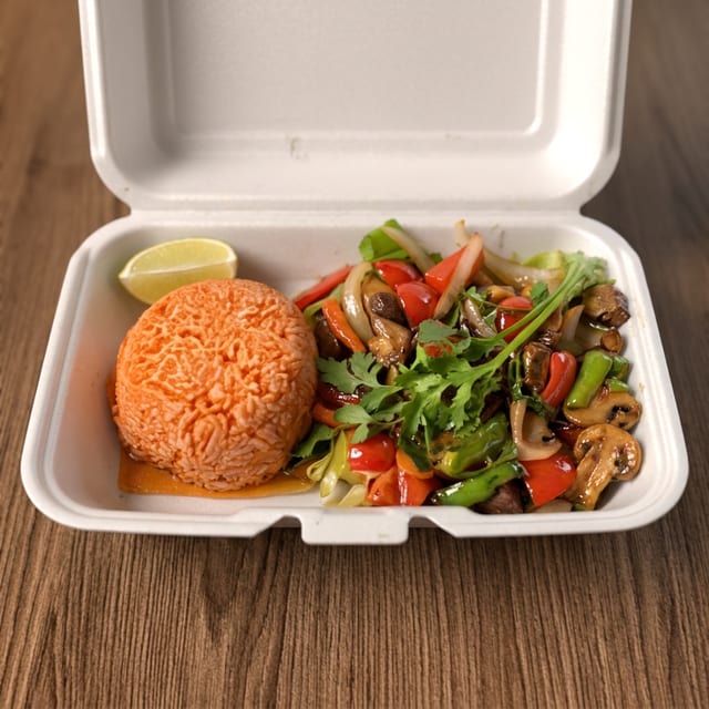 64. Shaking Cubed Marinated Filet Mignon Beef with Tomato Rice / Cơm Bò Lúc Lắc.